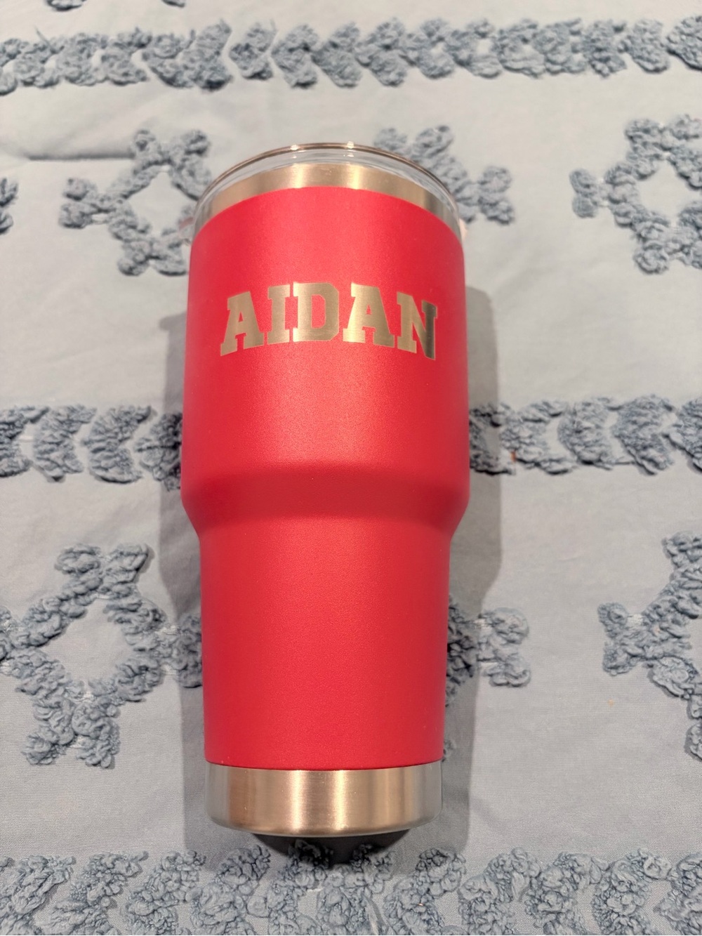 Personalized AIDAN Red Stainless Steel Travel Tumbler